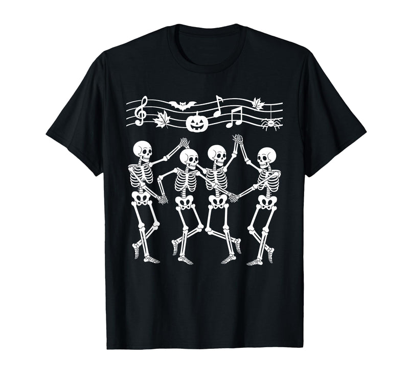Dancing Skeletons Halloween Party Music Shirts Spooky Skeletons Symphony Halloween Dance Music Men Women T-Shirt - Black
