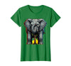 Mademark Funny Elephant Hiding Behind Tiny Tree T-Shirt - Women - Kelly Green