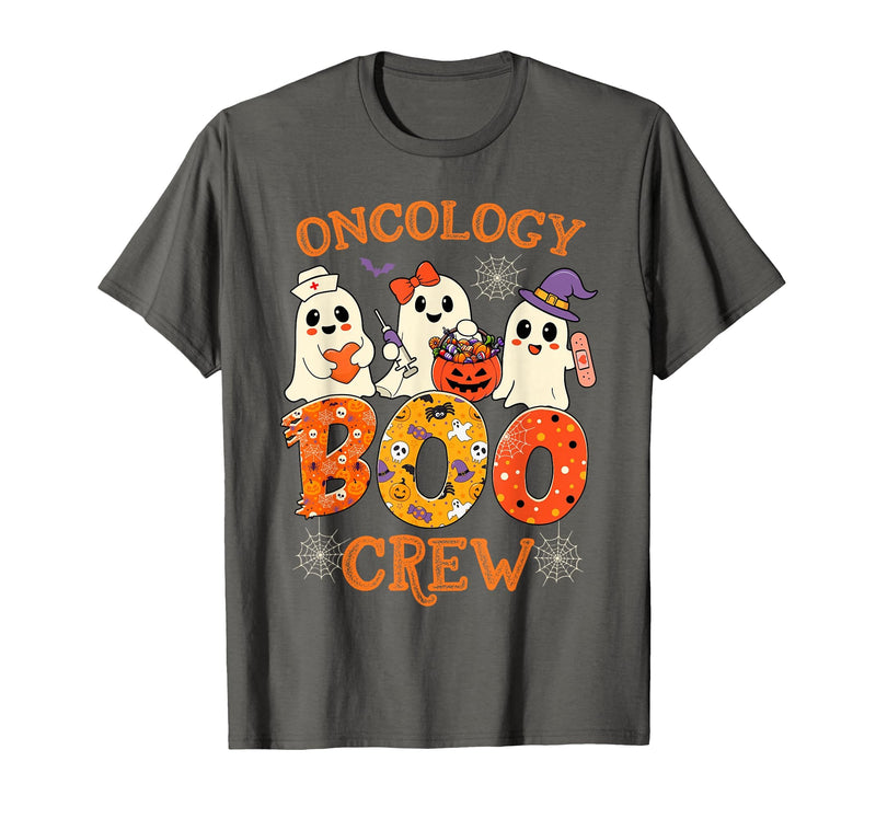 Oncology Boo Crew Funny Ghost Halloween Spooky Costume Nurse T-Shirt - Asphalt Grey