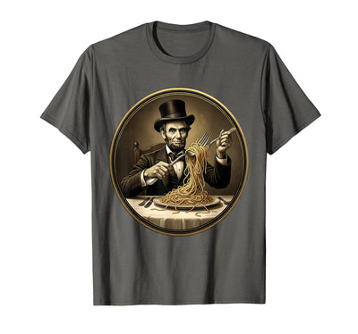 Funny Monkey Eating Spaghetti With Fork Illustration T-Shirt - Men