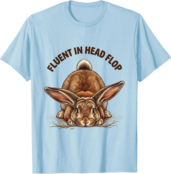 Men's Fluent In Head Flop Cute Bunny Rabbit Lover Humor T-Shirt - Baby Blue