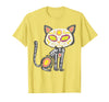 Halloween Cat Shirts For Women Men Kids Owner Sugar Skull Cat Dia De Muertos Day of Dead Halloween Mexican T-Shirt - Lemon