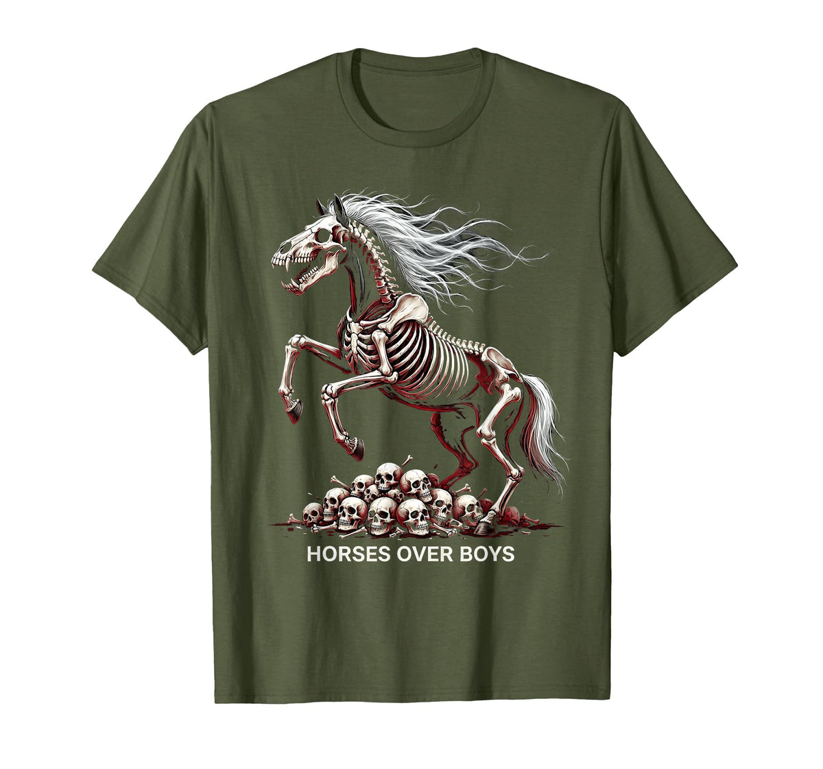 Mademark Horses Over Boys Equestrian Design for Women T-Shirt - Men - Olive Green