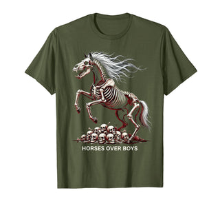 Mademark Horses Over Boys Equestrian Design for Women T-Shirt - Men - Olive Green