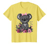 We Love Koalas - Kids Apparel Co. Koala Kawaii Koala Bear Pink Bow Flowers Girls Kids T-Shirt - Lemon Yellow