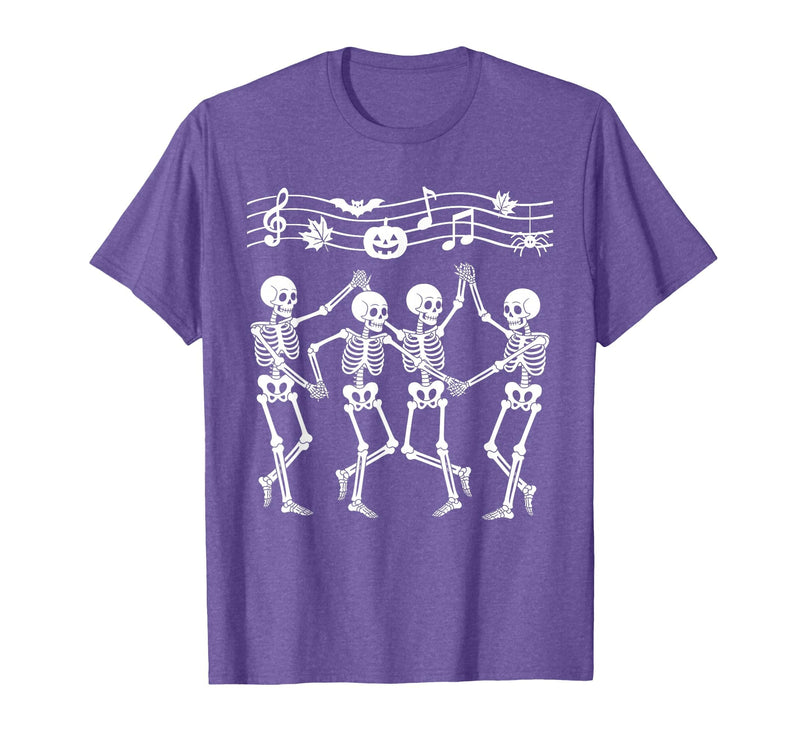 Dancing Skeletons Halloween Party Music Shirts Spooky Skeletons Symphony Halloween Dance Music Men Women T-Shirt - Purple