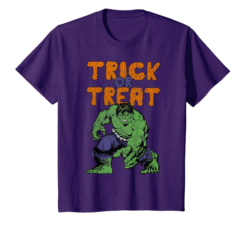 Marvel Avengers The Hulk Trick Or Treat Halloween T-Shirt - Purple