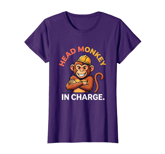 Mademark Head Monkey In Charge Circus Boss Design T-Shirt - Women - Purple