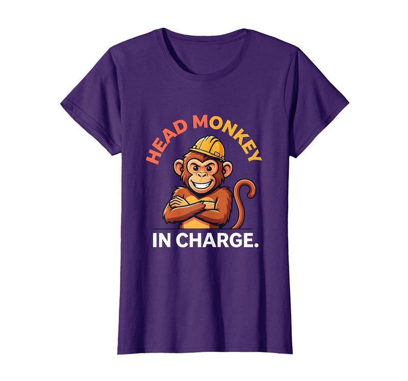 Mademark Head Monkey In Charge Circus Boss Design T-Shirt - Women - Purple
