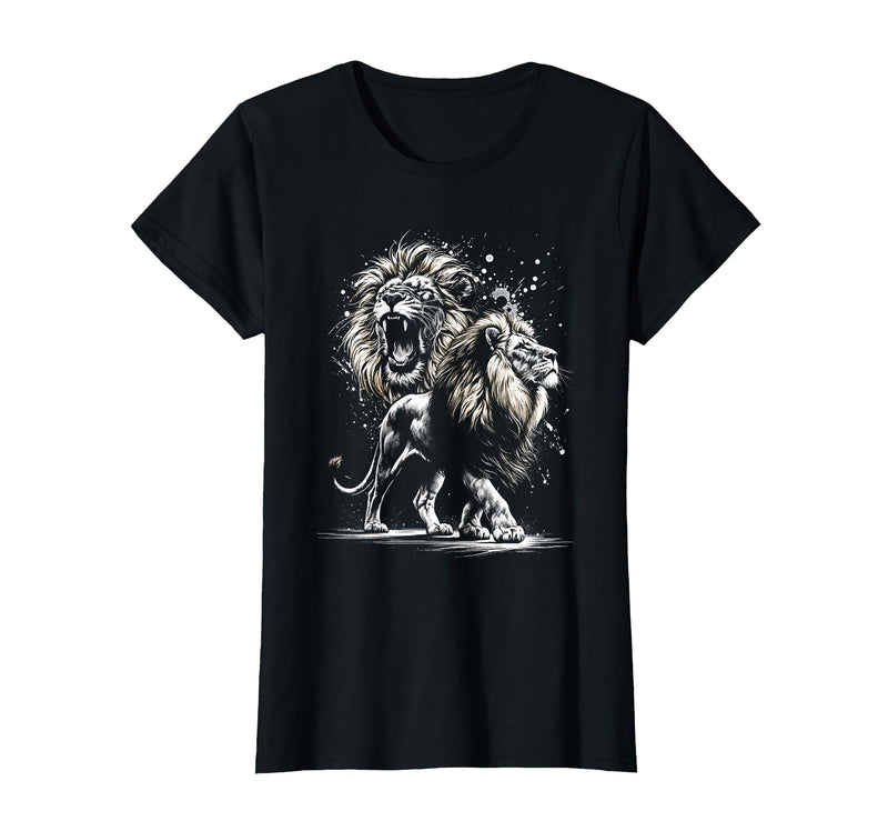 MyAnimal - Your Favourite Animal Wear Lion Majestic and Proud in Artistic Style T-Shirt - Black
