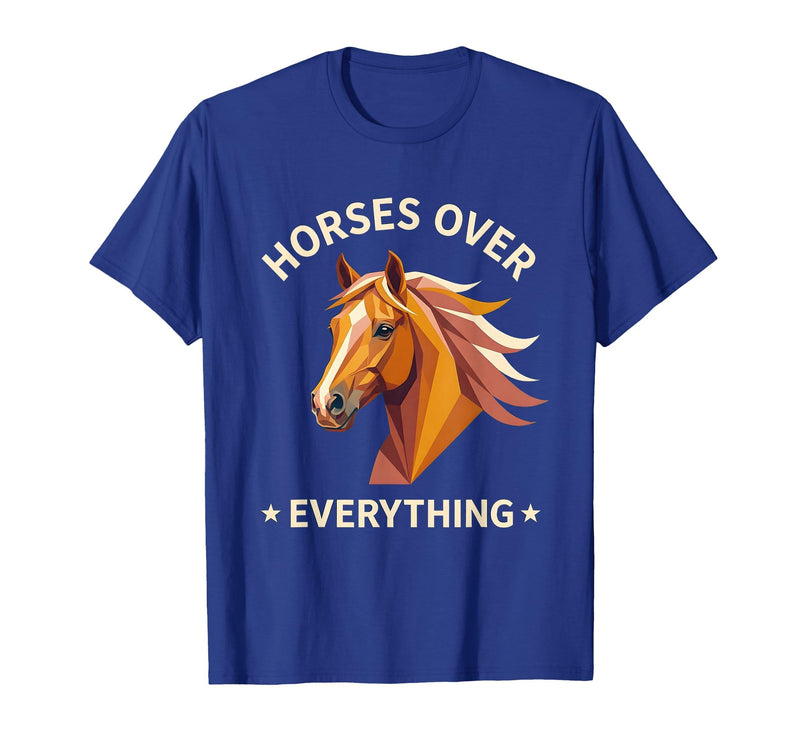 Mademark Horses Over Everything Women's Equestrian Design T-Shirt - Men - Royal Blue