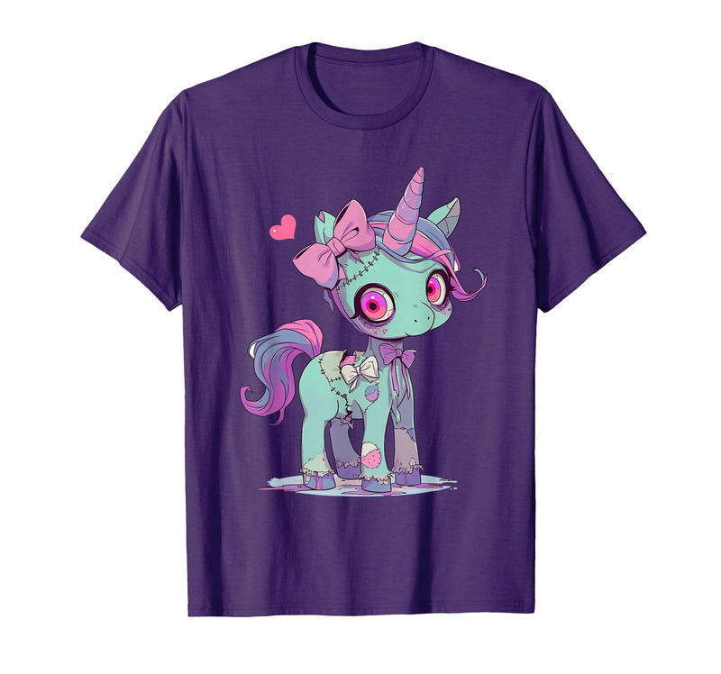Kawaii Pastel Goth Creepy Cute Witchy Halloween Ts Kawaii Pastel Goth Creepy Cute Witchy Zombie Unicorn T-Shirt - Purple