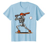 Funny Halloween Skeleton Sports Boys Costume Baseball Skeleton Spooky Boys Halloween Baseball Player T-Shirt - Baby Blue