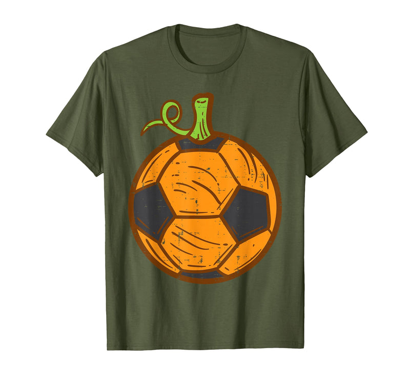 Halloween Shirts For Women Men Kids Boys Girls Halloween Soccer Ball Pumpkin Football Costume Boys Kids Men T-Shirt - Olive