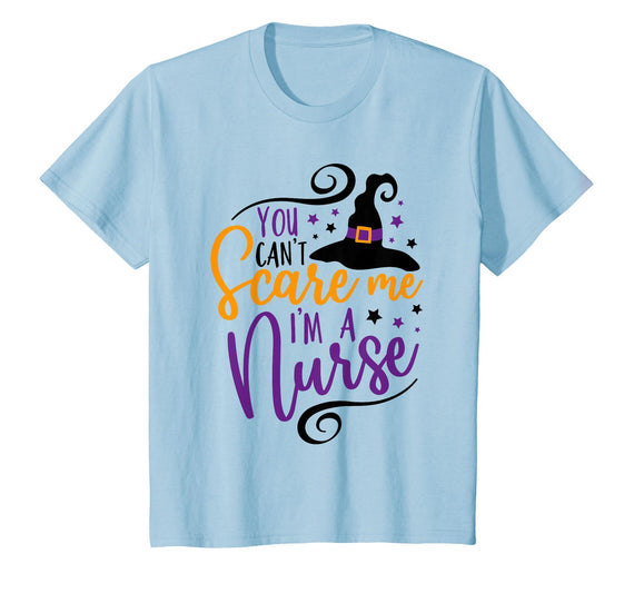 Spooky Nurse Halloween Tees You Can't Scare Me I'm a Nurse Funny Halloween Nurse T-Shirt - Baby Blue