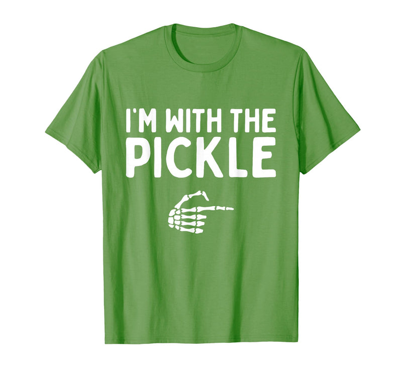 Funny Halloween Costume Holiday Party Gift I'm with The Pickle Funny Halloween Costume Matching Couples T-Shirt - Grass Green
