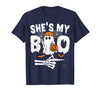 Funny Couples Halloween Matching Couple Outfits He's My Boo Matching Couple Halloween Couples She's My Boo T-Shirt - Navy