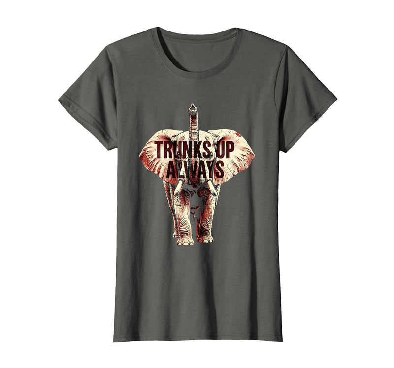 Mademark Trunks Up Always Elephant Graphic Design T-Shirt - Women - Asphalt Grey
