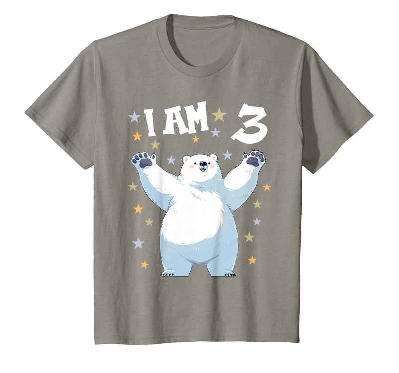 3 years old 3rd birthday Polar Bear Kids 3 Years Old 3 Birthday Polar Bears Boy Girl Polar Bear T-Shirt - Slate Grey