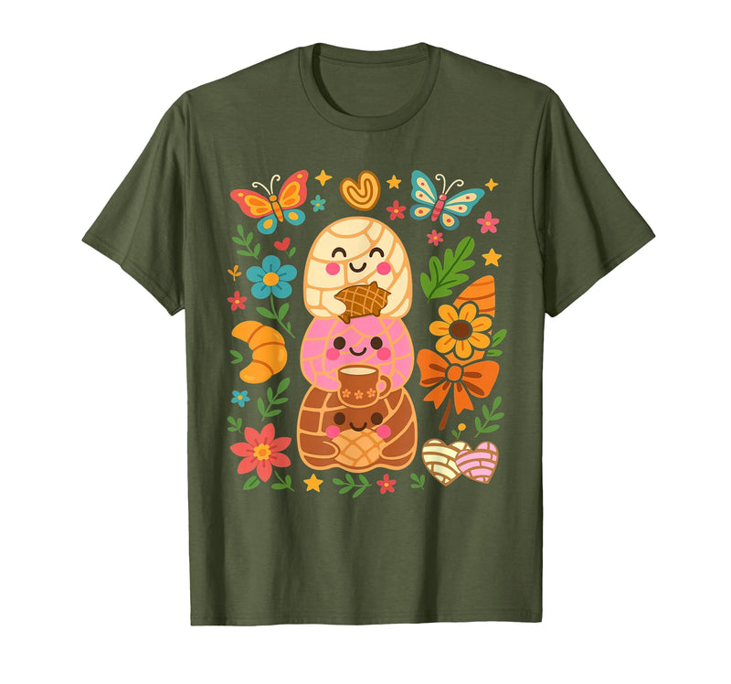 Mexican Spanish Latina Halloween Season Mexican Boo Pan Dulce Spooky Season Halloween Pantasmas T-Shirt - Olive Green