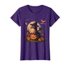 Halloween Dragons Fantasy Spooky Witchy Cute Halloween Dragon Witch Hat Pumpkin Moon Fantasy T-Shirt - Purple