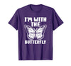 Im With Butterfly Halloween Costume Party Gift I'm with Butterfly Halloween Costume Matching Couples Party T-Shirt - Purple