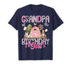Famer Pink Cow Birthday Matching Tees Grandpa of The Birthday Girl 1St Birthday Pink Cow Farm T-Shirt - Navy Blue