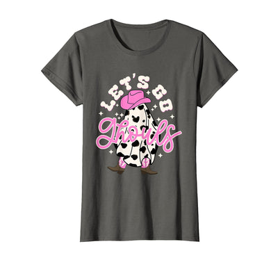Let's Go Ghouls Cow Print Halloween Costumes Let's Go Ghouls Cowgirl Western Spooky Halloween Cute Retro T-Shirt
