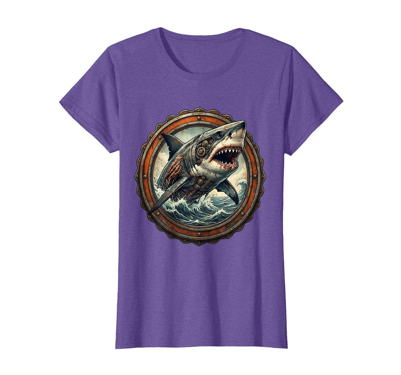 Mademark Shark Mech Robot Rising From The Ocean Graphic T-Shirt - Red