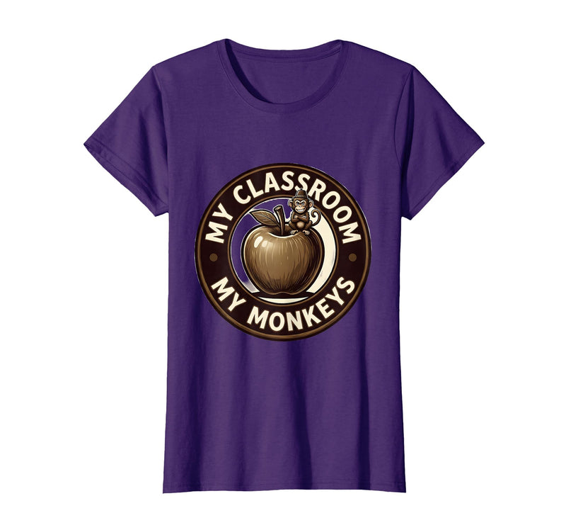 Mademark My Classroom My Monkeys Teacher Humor Design T-Shirt - Women - Purple