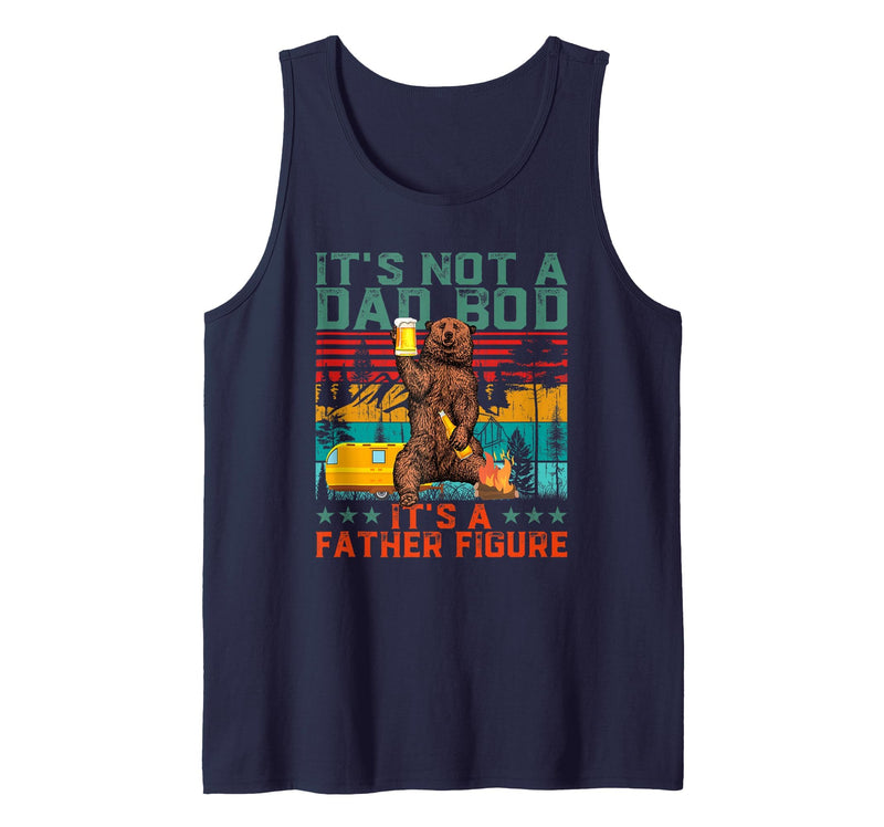 Father's Day Gifts for Dad Funny Bear And Dad Bod It's Not A Dad BOD It's Father Figure Bear Beer Fathers Day Tank Top - Navy Blue