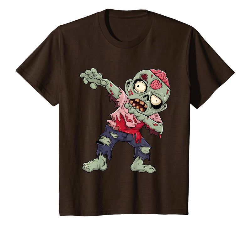 Halloween Shirts Women Men Kids Dabbing Zombie Brain Halloween Scary Dab Dance Boys Teen Men T-Shirt - Brown