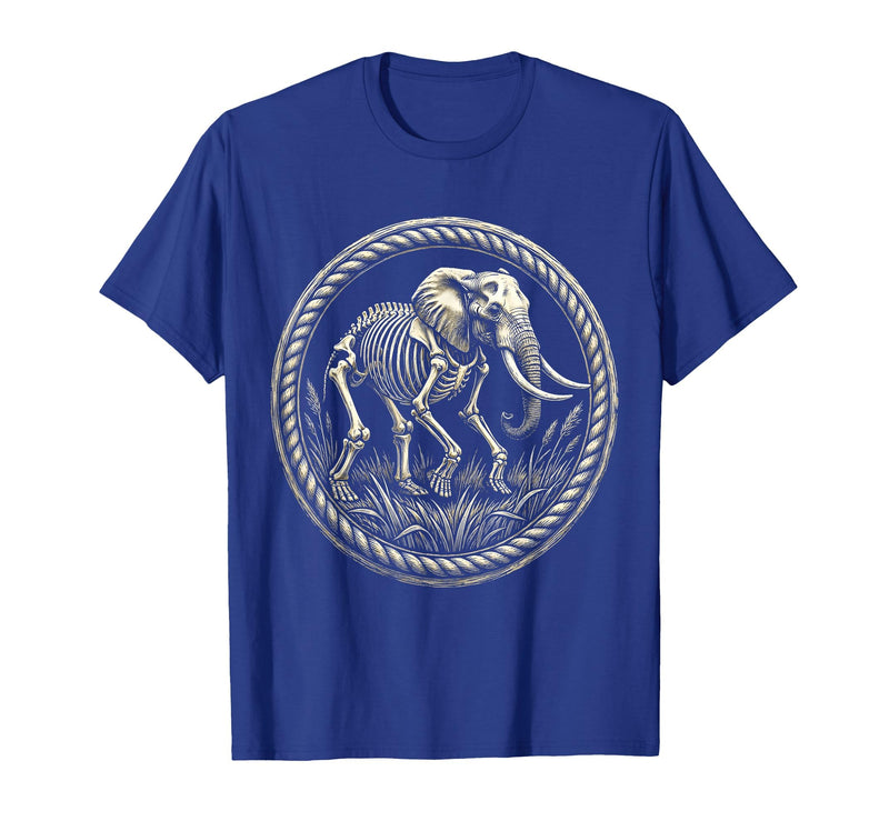 Mademark Elephant Skeleton Mid-Stride Through Tall Grass T-Shirt - Men - Royal Blue