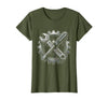 Mademark Grease Monkey Wrench and Screwdriver Crossed T-Shirt - Women - Olive Green