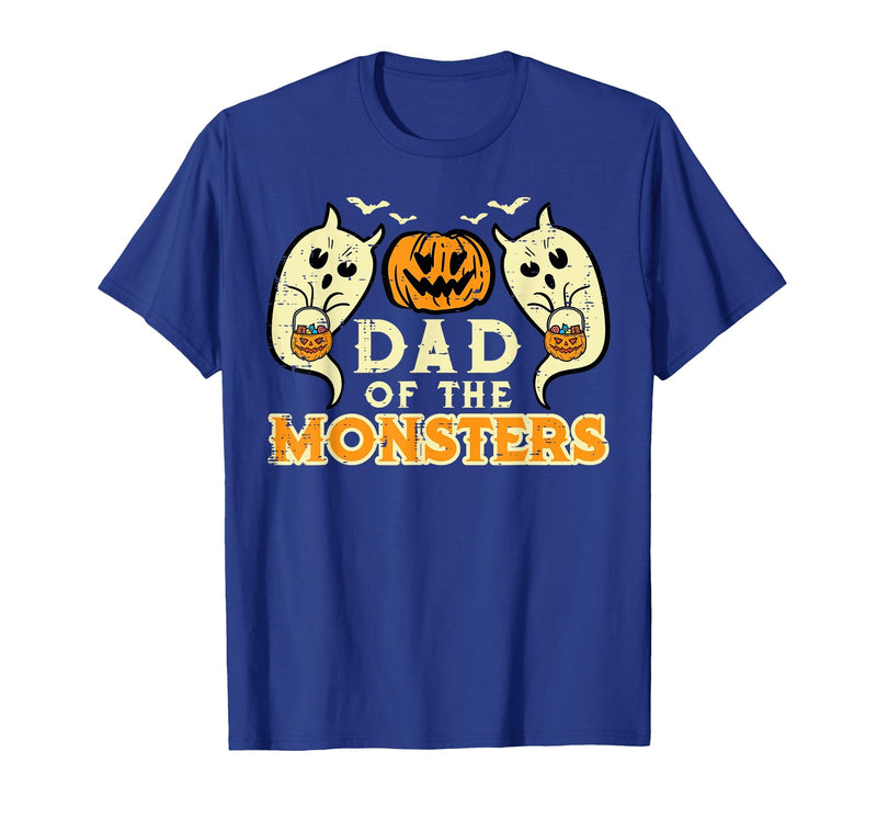 Mens Halloween Shirts For Dad Daddy Papa Men Halloween Dad of Monsters Funny Family Costume Papa Daddy T-Shirt - Royal Blue