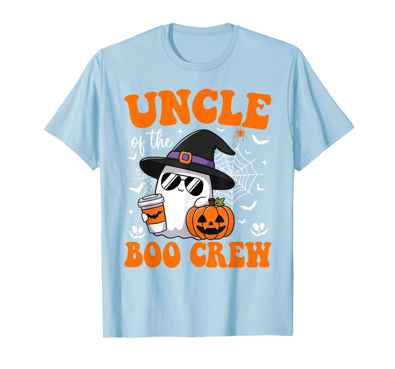 Halloween Family Matching Costume Boo Ghost Tee. Uncle Boo Crew Groovy Ghost Matching Family Halloween T-Shirt - Baby Blue