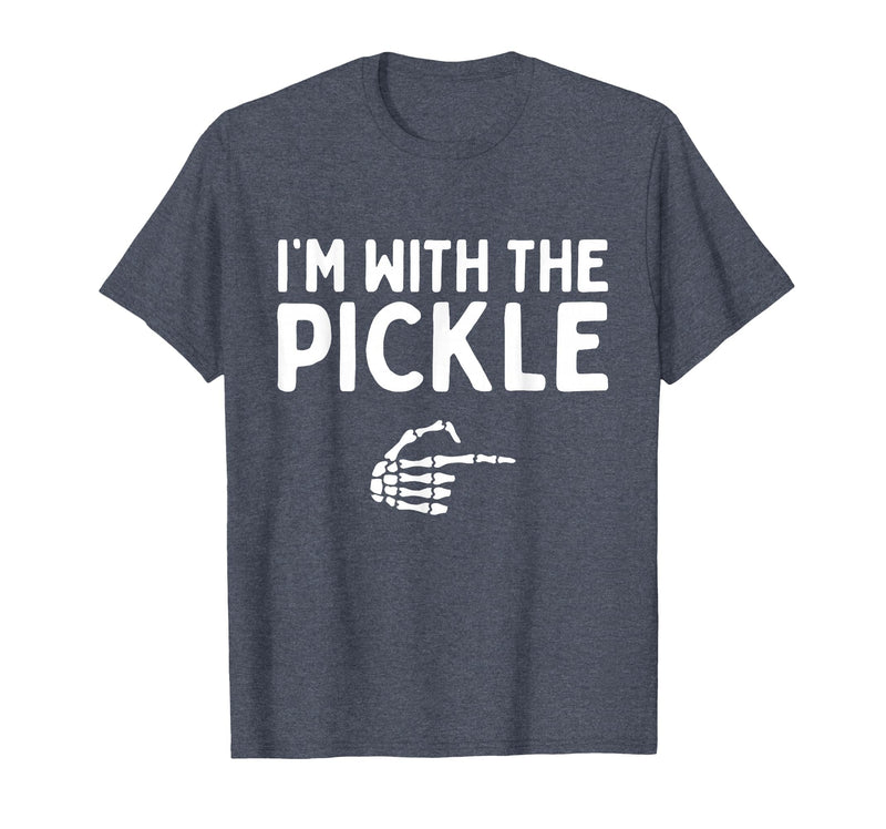 Funny Halloween Costume Holiday Party Gift I'm with The Pickle Funny Halloween Costume Matching Couples T-Shirt - Heather