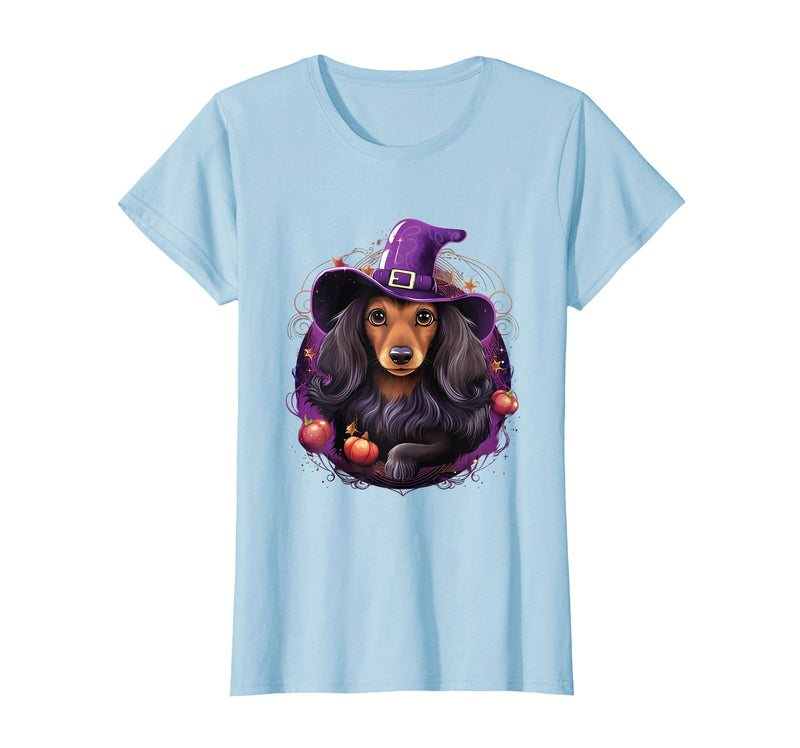 Dachshund Lovers Halloween Costume Cute Witch Funny Dachshund Halloween Costume Dog Lover T-Shirt - Baby Blue