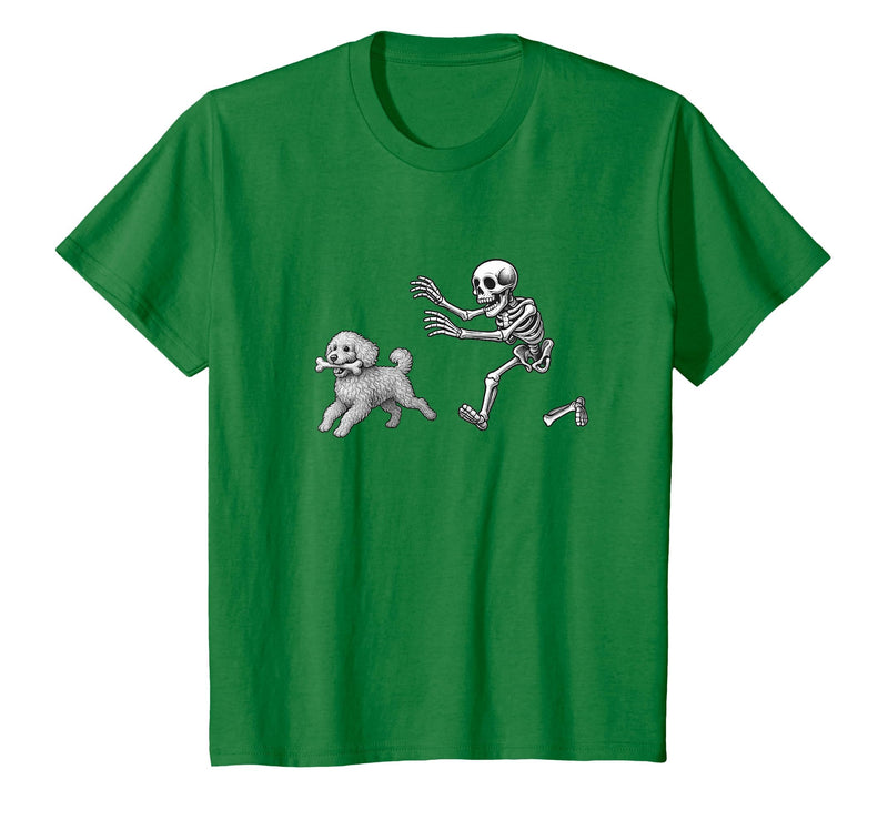 Funny Halloween Dog Lovers Gift Tees Skeleton Dogs Funny Skeleton Chasing Goldendoodle Dog Halloween Dogs Lover T-Shirt -