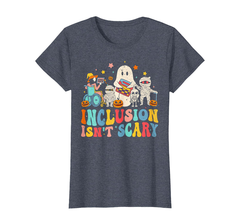 Inclusion Matters Tees Halloween Sped Teacher Kids Inclusion Isn't Scary Ghost Mummy Halloween SLP Sped Teacher T-Shirt -