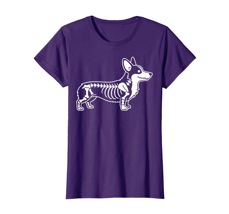 Halloween Corgi Skeleton Spooky Costume Corgi Skeleton Halloween T-Shirt - Purple