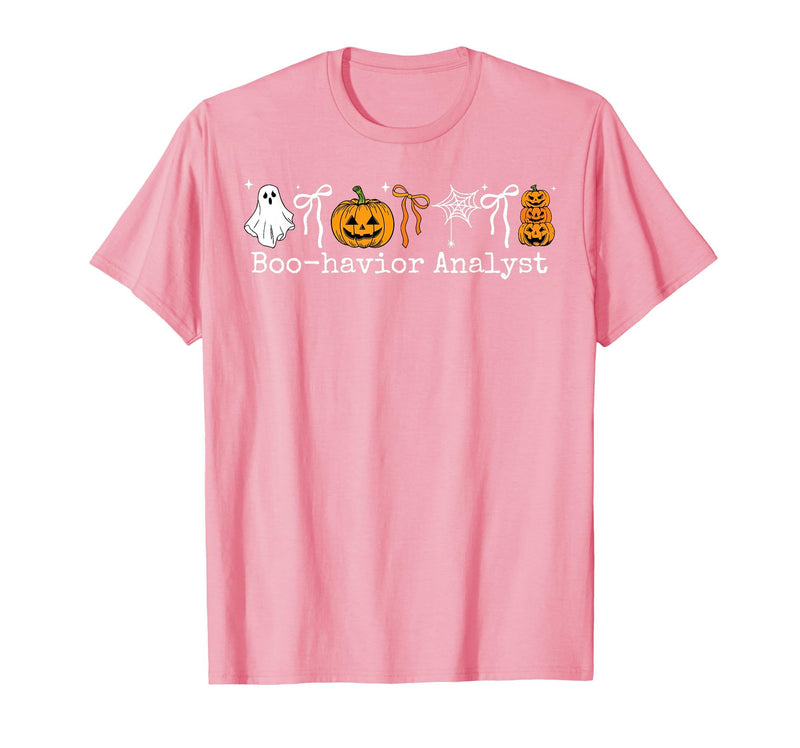 Behavior Analyst Halloween ABA Ghost Boo-havior Boo-Havior Analyst Pumpkin Ghost ABA Therapist Halloween T-Shirt - Pink