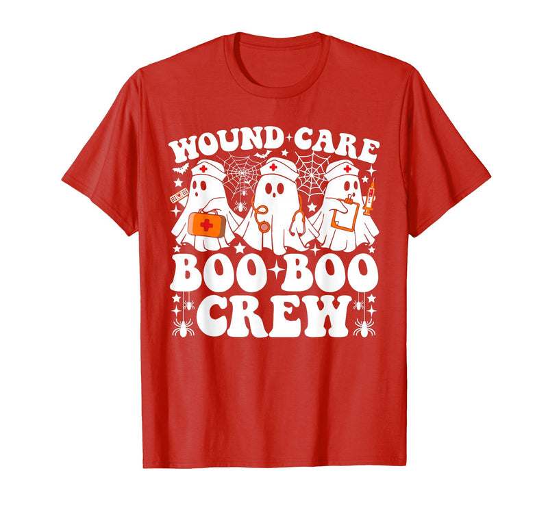 Wound Care Nurse Boo Boo Crew Halloween Wound Care Boo Boo Crew Nurse Funny Ghost Halloween Nurse T-Shirt - Red