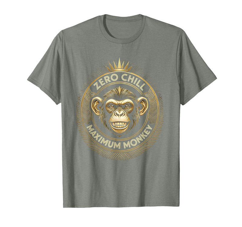 Mademark Zero Chill Maximum Monkey Fun Graphic Design T-Shirt - Men - Olive Heather