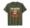 Halloween Mega Warehouse Vintage I'm with the Egg Lazy Halloween Costume T-Shirt - Olive Green