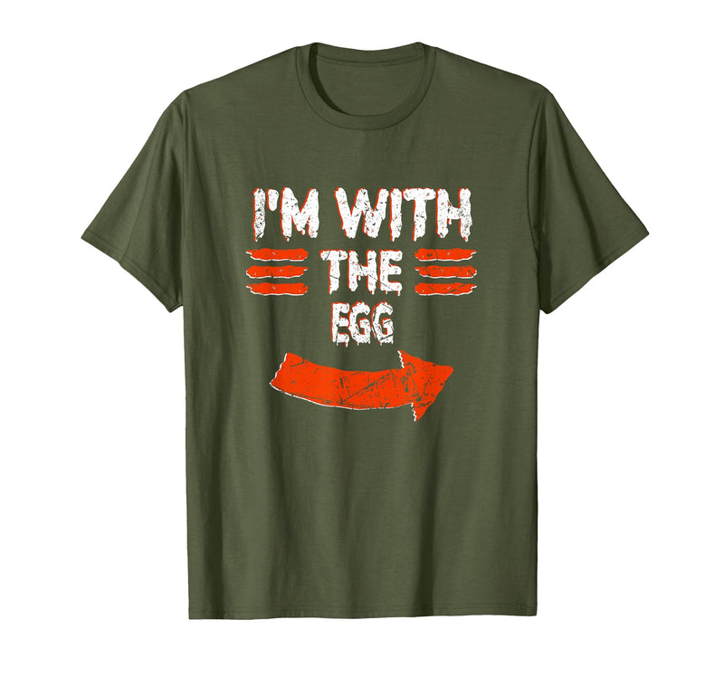 Halloween Mega Warehouse Vintage I'm with the Egg Lazy Halloween Costume T-Shirt - Olive Green