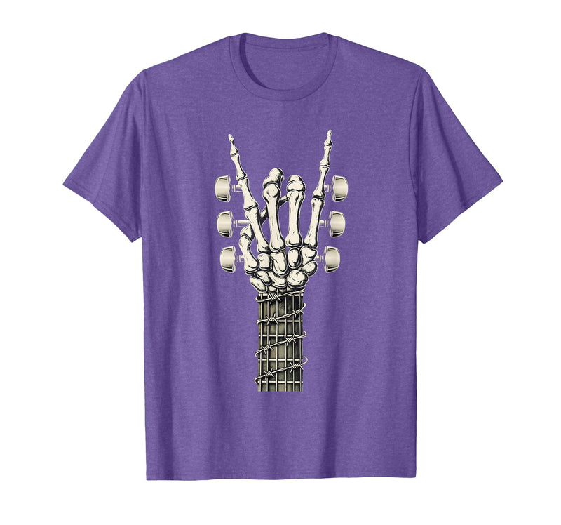 Rock and Wear Gifts Men Women Kids Skeleton Guitar Hand Rock On Guitarist Rock Band Music T-Shirt - Purple Heather