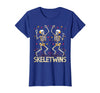 Spirit Week Twin Day Skeletwins Halloween Twins Dancing Skeletons Twins Halloween Matching Skeletwins T-Shirt - Royal Blue