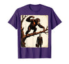 Mademark Monkey Flinging Poo at Businessman Graphic T-Shirt - Men - Purple