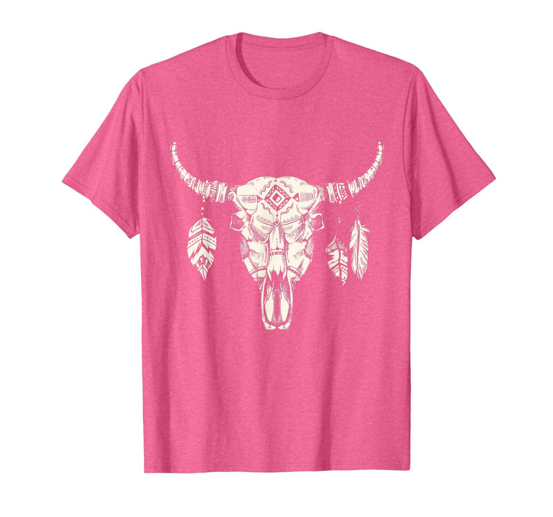 Buffalo Animals Gift Idea Bison Buffalo Skull Animal Design T-Shirt - Pink Heather